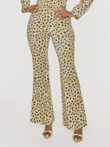 MUSERA Celana Jeans Denim Motif Leopard Pinggang Rendah untuk Musim Dingin dan Gugur, Celana Jeans Wanita untuk Acara Pesta. - Coklat - View 1