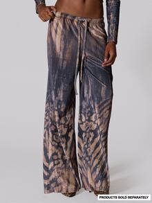 MUSERA Brown Printed Velour Wide Leg Pants Summer Autumn Fall Winter  Going Out Festival Cool Girl Low Frequency - Multicolor - View 1