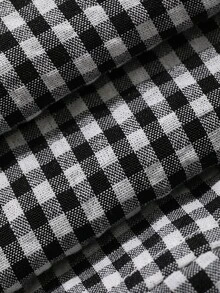 DAZY Young Girl Loose Lantern Pants With Elastic Waist Design Plaid Long Pants Summer - Black and White - View 3