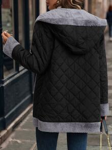 SHEIN Clasi Women's Thermal Lined Zipper Casual Daily Winter Padded Coat - Black - View 2