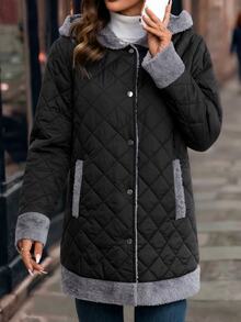 SHEIN Clasi Women's Thermal Lined Zipper Casual Daily Winter Padded Coat - Black - View 6