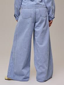 MUSERA Celana Jeans Denim Biru Ukuran Besar Model Oversized untuk Musim Dingin, Gugur, Kasual, Atasan untuk Sehari-hari, Pakaian Nyaman, Keren - Biru - View 4