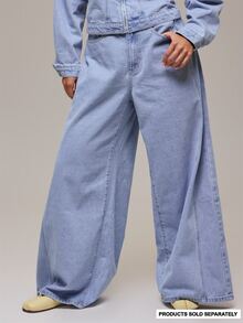 MUSERA Celana Jeans Denim Biru Ukuran Besar Model Oversized untuk Musim Dingin, Gugur, Kasual, Atasan untuk Sehari-hari, Pakaian Nyaman, Keren - Biru - View 2