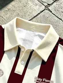 Manfinity EMRG Men's Summer Casual Colorblock Striped Polo Shirt - Multicolor - View 3