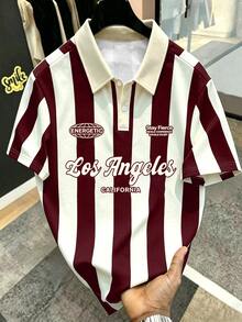 Manfinity EMRG Men's Summer Casual Colorblock Striped Polo Shirt - Multicolor - View 4