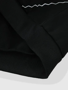 ROMWE MEN Spider Print Loose Hoodie, Street Retro - Black - View 4