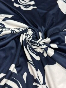 Franclia 女款夏季掛脖無袖花卉印花緞面洋裝，金色亮面面料優雅禮服，適合海灘、度假、派對、畢業典禮、伴娘、晚宴、休閒、通勤、商務辦公、都市教師專業穿搭、約會、晚餐聚會 - 藏蓝色 - 查看 5