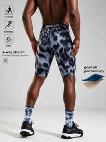 Gym Rark Men's Letter Waistband Animal Print Athletic Compression Shorts, Gym - Multicolor - View 2