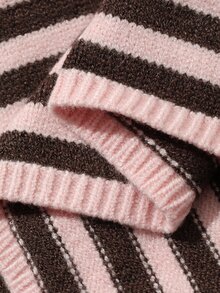Livesso Cardigan Rajut Kancing Warna Kontras Pink dan Cokelat Serbaguna untuk Wanita, Cocok untuk Santai Sehari-hari di Musim Gugur, Gaya Brunch 2000-an, dan Sekolah. - Berwarna merah muda - View 6