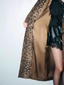 MOTF PREMIUM Casual Leopard Print Mid-Length Overcoat, Autumn/Winter - Coffee Brown - View 7