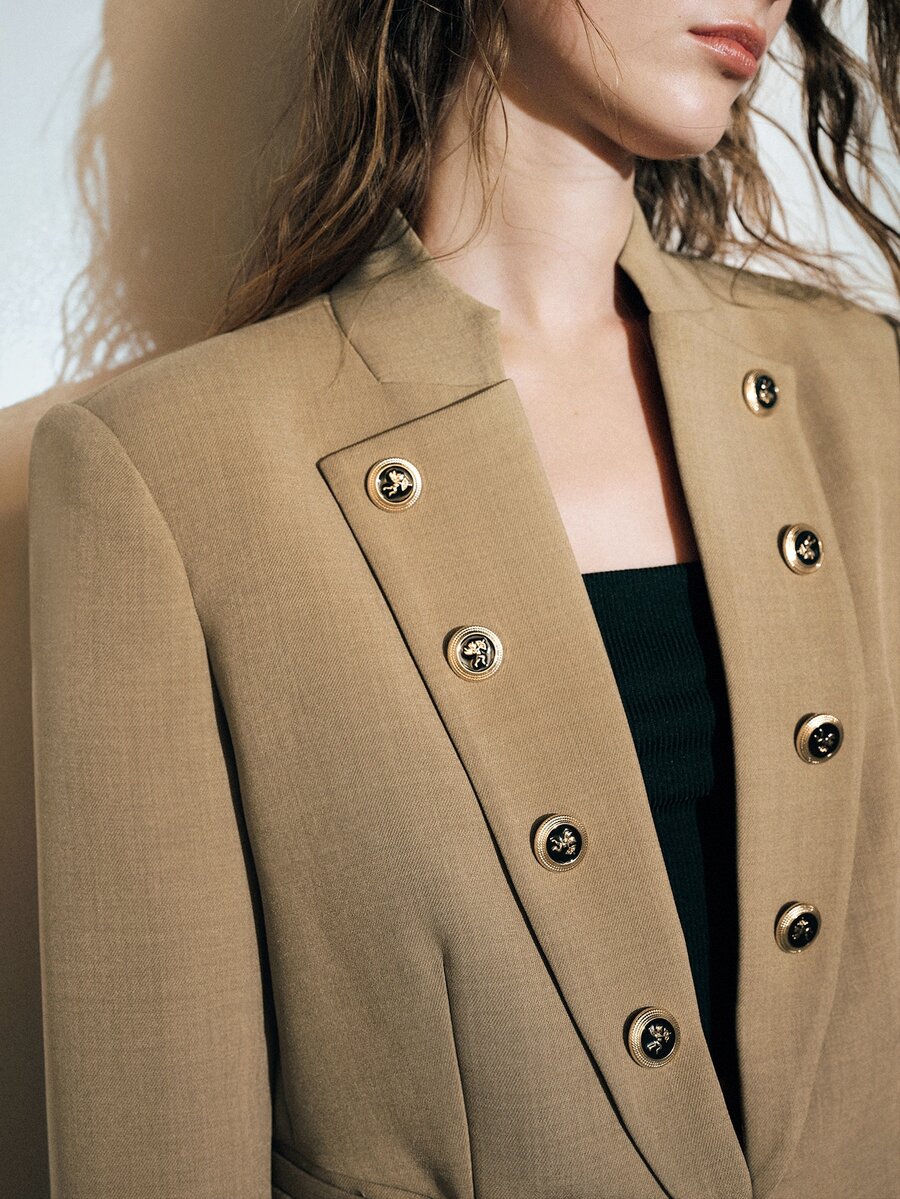 MOTF PREMIUM WOMEN'S SOLID COLOR CASUAL VERSATILE COMMUTE TRAVEL BLAZER - Khaki - View 2