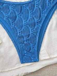 Swim Chiccia 26SS Spring/Summer Vacation Beach Textured Fabric Green Underwire Push-Up Swimwear Two Pieces Set - Blue - View 5