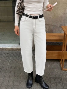 RosyDaze New Fashion French Style Wide Leg Pants, Versatile Flared Retro Casual Loose Fit Brunch White Summer - White - View 6