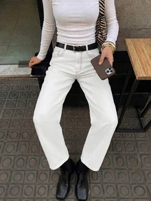 RosyDaze New Fashion French Style Wide Leg Pants, Versatile Flared Retro Casual Loose Fit Brunch White Summer - White - View 5