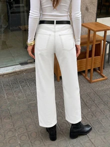 RosyDaze New Fashion French Style Wide Leg Pants, Versatile Flared Retro Casual Loose Fit Brunch White Summer - White - View 2