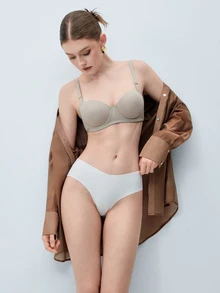 Softvol 1pc Women's Comfortable Soft Cotton Wireless Lightly Lined Bra, Suitable For Small Bust - Dark Grey - View 5