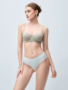 Softvol 1pc Women's Comfortable Soft Cotton Wireless Lightly Lined Bra, Suitable For Small Bust - Dark Grey - View 7