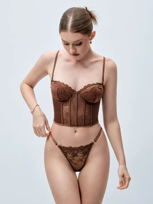 Softvol Wireless Bra, Fashionable For Summer Brown Lace Bra Top Bras For Women Lace - Brown - View 4