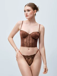 Softvol Wireless Bra, Fashionable For Summer Brown Lace Bra Top Bras For Women Lace - Brown - View 5