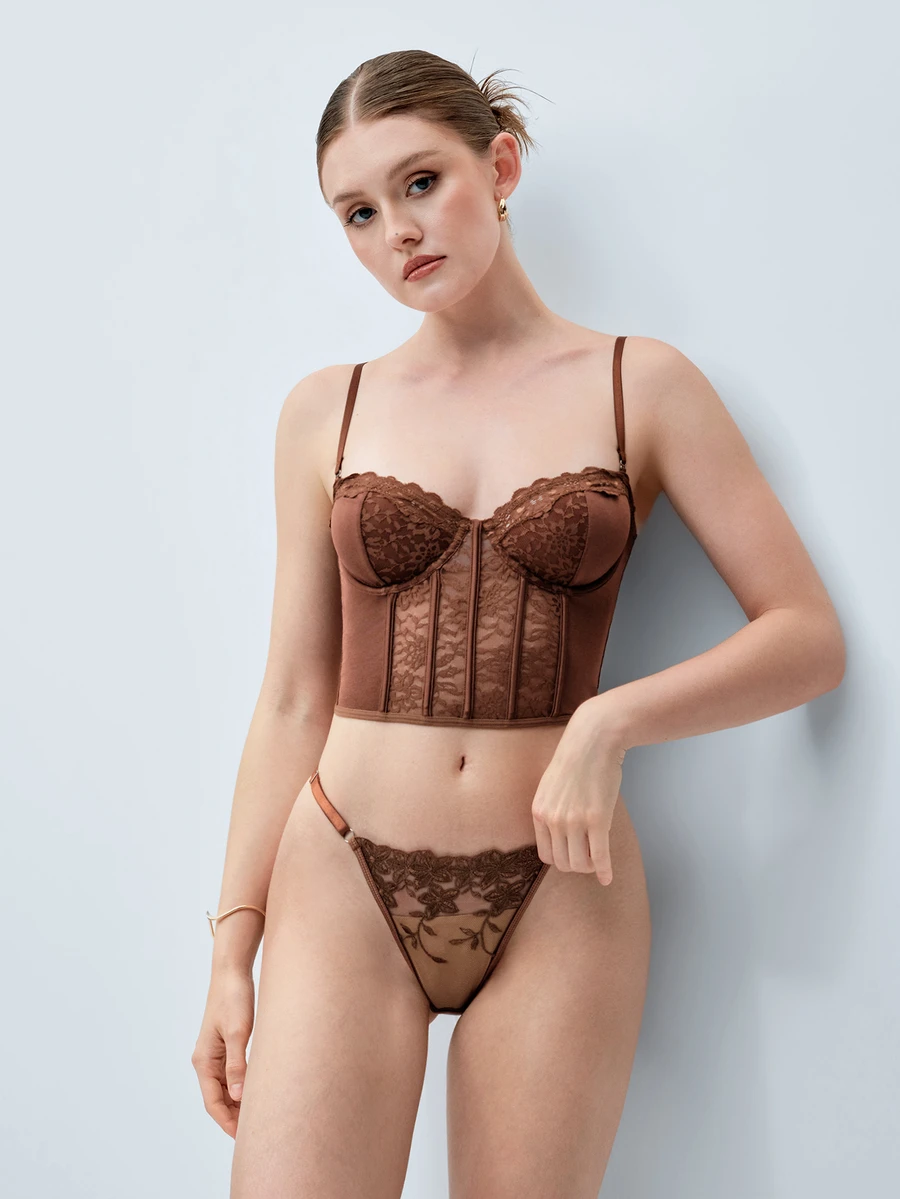 Softvol Wireless Bra, Fashionable For Summer Brown Lace Bra Top Bras For Women Lace - Brown - View 1
