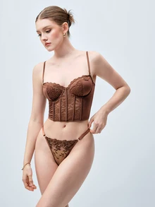 Softvol Wireless Bra, Fashionable For Summer Brown Lace Bra Top Bras For Women Lace - Brown - View 6