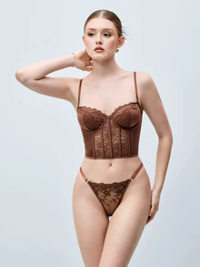 Softvol Wireless Bra, Fashionable For Summer Brown Lace Bra Top Bras For Women Lace - Brown - View 3