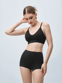 Softvol Women's Black Fabric Plain Backless Casual Bralette With Medium Stretch Bra - Black - View 3