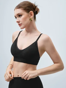 Softvol Women's Black Fabric Plain Backless Casual Bralette With Medium Stretch Bra - Black - View 8