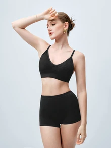 Softvol Women's Black Fabric Plain Backless Casual Bralette With Medium Stretch Bra - Black - View 7