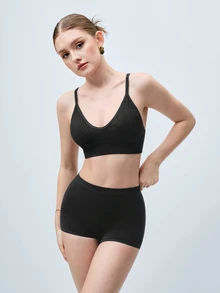 Softvol Women's Black Fabric Plain Backless Casual Bralette With Medium Stretch Bra - Black - View 5