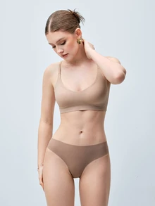 Softvol 女士简约纯色无钢圈聚拢文胸 - 摩卡棕 - 查看 3