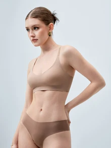 Softvol 女士简约纯色无钢圈聚拢文胸 - 摩卡棕 - 查看 4