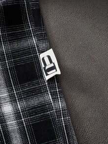 Men's Drawstring Waist Plaid Wide Leg Loose Woven Long Pants - Black and White - View 9