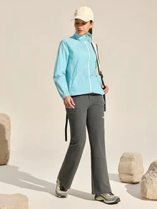 SHEIN Sports Women's Solid Color Long Sleeve Zipper Front Casual Jacket Women Sports Jackets Light Workout Jackets - Blue - View 5