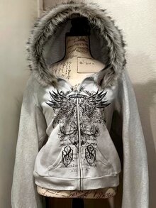 Lalippa Women's Popular Cropped Sweatshirt Jacket - Grey - View 3