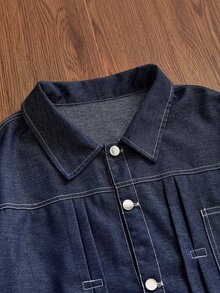 SWAVVY Men's Single-Breasted Casual Daily Long Sleeve Jacket - Blue - View 3