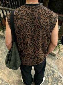 Resyla Men Men's Leopard Print Casual Streetwear Rave Versatile Daily Wear Vacation Holiday Top Date Night Rave Dark Brown Summer Rave Vacation - Multicolor - View 3