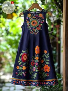 EMERY ROSE Gaun Liburan Kasual Pendek Tanpa Lengan Motif Bunga untuk Wanita - MultiWarna - View 1