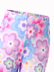 SHEIN 女童針織碎花無袖套頭休閒衛衣與長褲兩件套 - 粉色 - 查看 7