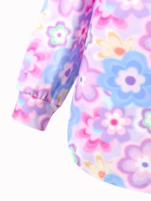 SHEIN 女童針織碎花無袖套頭休閒衛衣與長褲兩件套 - 粉色 - 查看 6