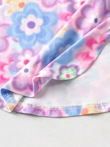 SHEIN 女童針織碎花無袖套頭休閒衛衣與長褲兩件套 - 粉色 - 查看 9