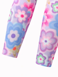 SHEIN 女童針織碎花無袖套頭休閒衛衣與長褲兩件套 - 粉色 - 查看 8