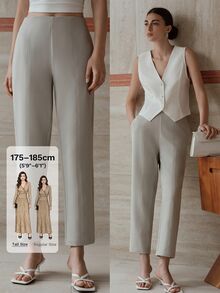 MOTF Tall WOMEN'S TALL FASHION SLIM LEG WOMEN'S LONG PANTS - Light Grey - View 1