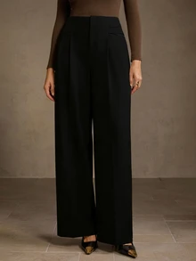 MOTF Tall WOMEN'S TALL SOLID COLOR TALL ELEGANT COMMUTE STRAIGHT LEG PANTS - Black - View 5
