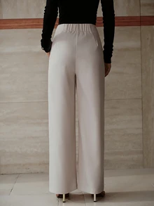MOTF Tall WOMEN'S TALL SOLID COLOR POCKET CASUAL VERSATILE DAILY TRAVEL LONG PANTS - Apricot - View 2