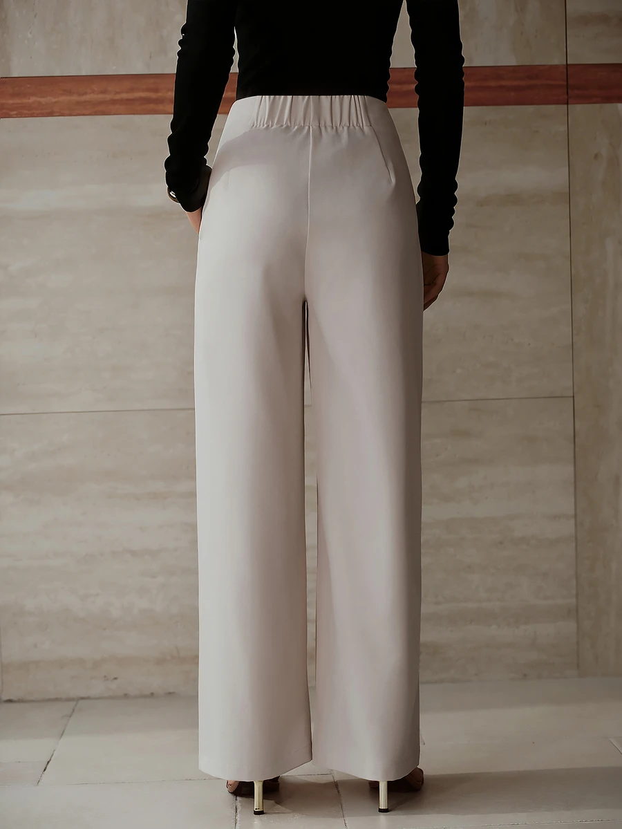 MOTF Tall WOMEN'S TALL SOLID COLOR POCKET CASUAL VERSATILE DAILY TRAVEL LONG PANTS - Apricot - View 2