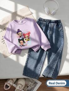 Young Girls Hoodie & Sweatshirt Co-Ords - Purple - View 9