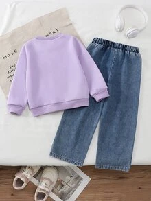 Young Girls Hoodie & Sweatshirt Co-Ords - Purple - View 2