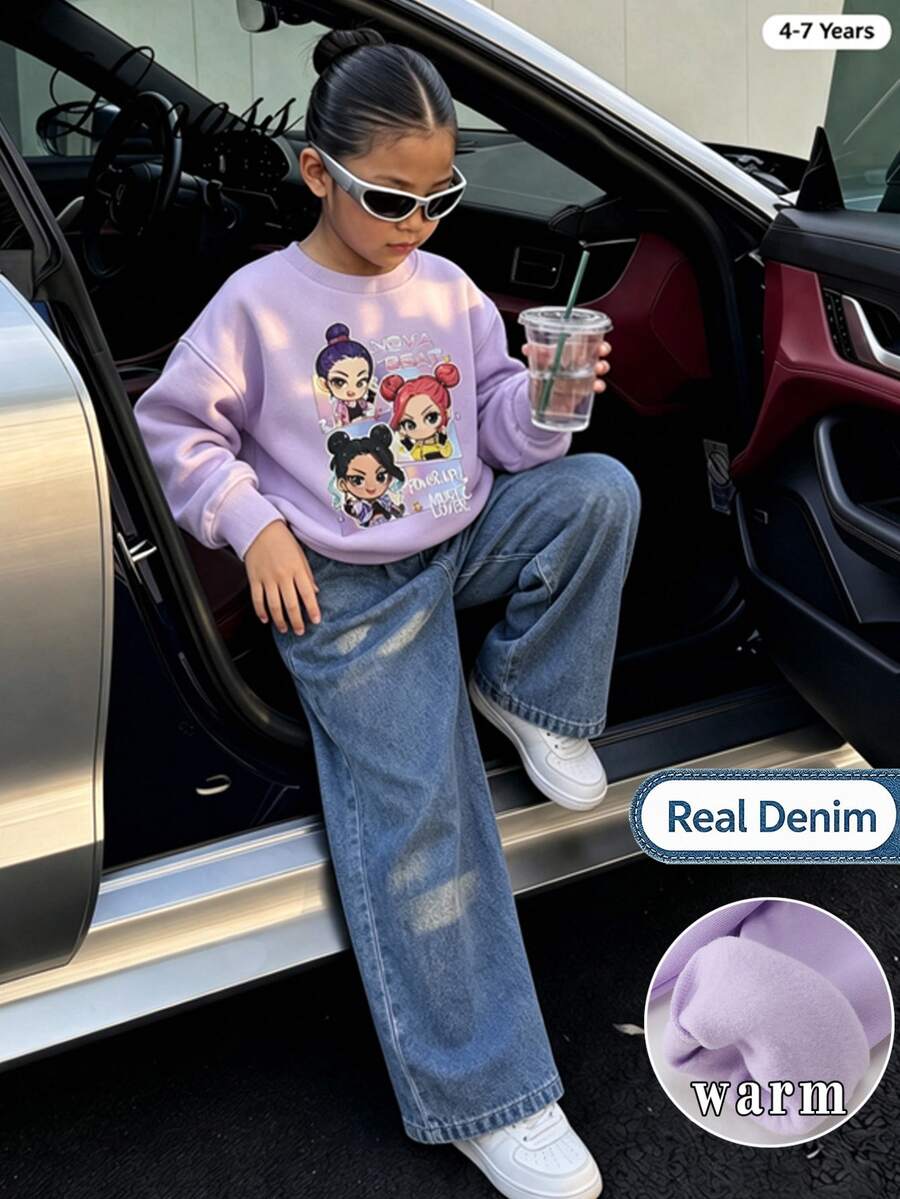 Young Girls Hoodie & Sweatshirt Co-Ords - Purple - View 1
