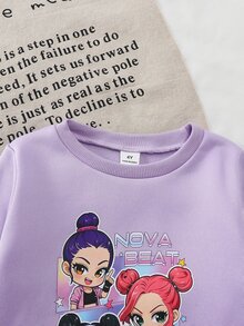 Young Girls Hoodie & Sweatshirt Co-Ords - Purple - View 6